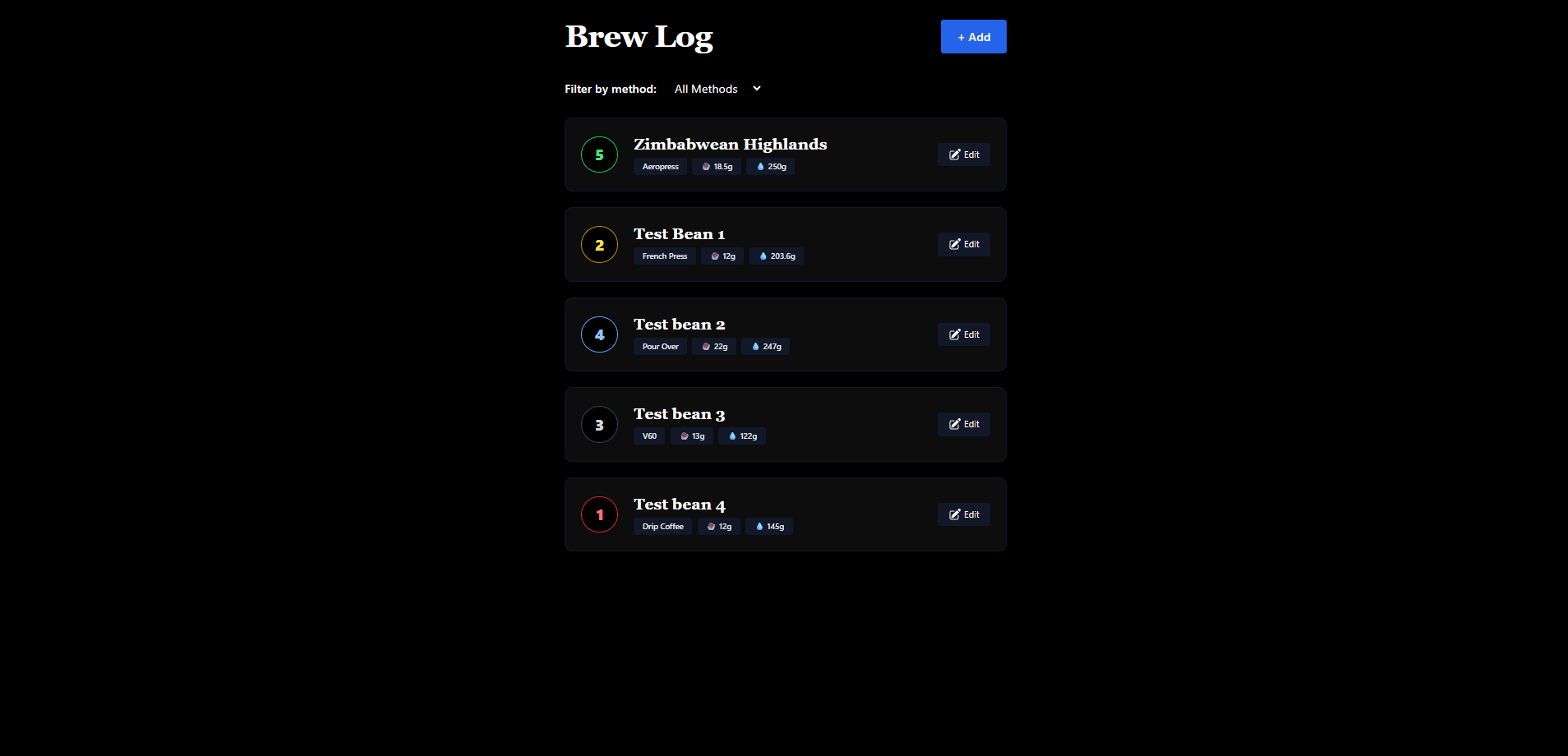 Coffee Brew Log App